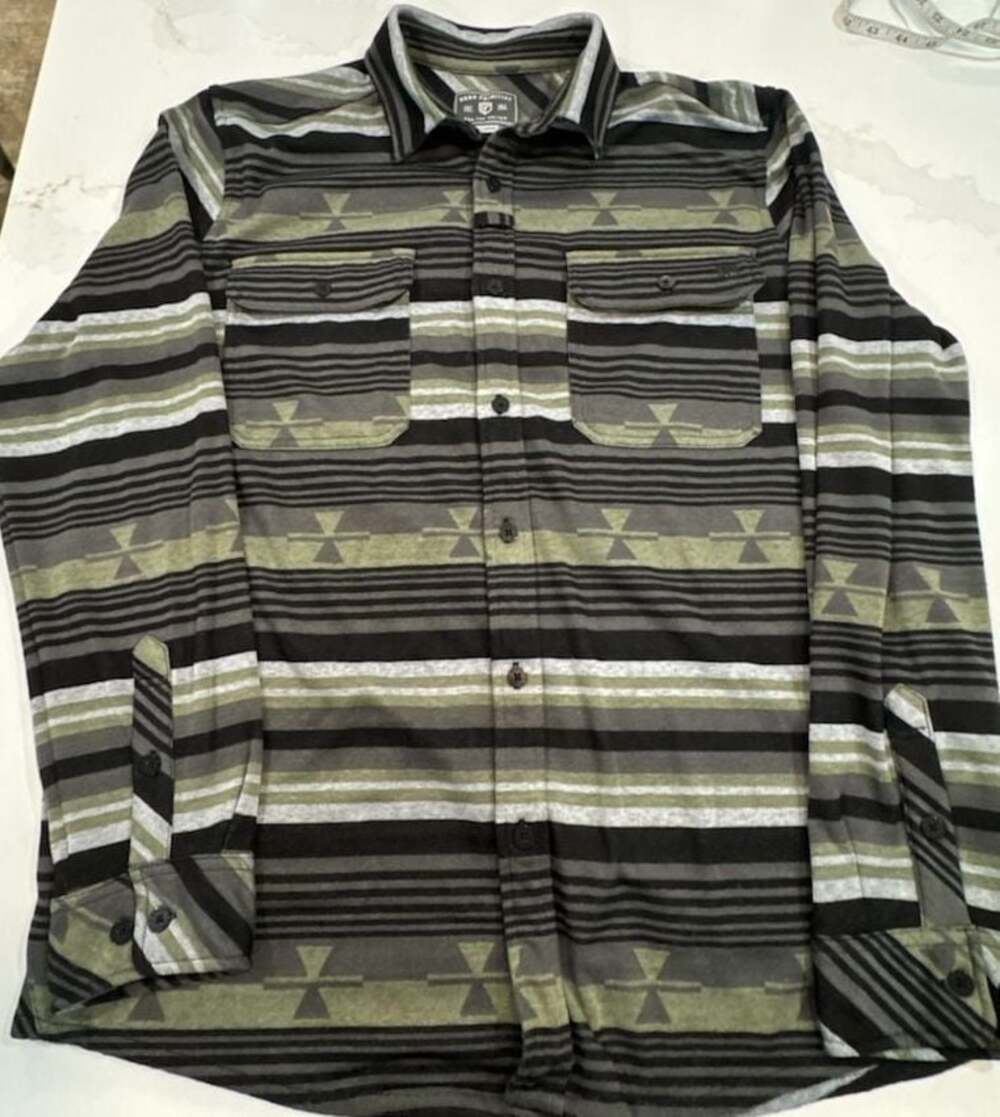 Born Primitive Men's Woodsman Stretchy Flannel Shirt in Pasture Aztec Stripe
